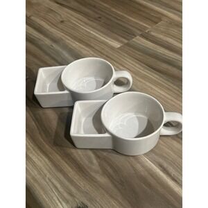 American Atelier White Stoneware Soup and Cracker Mug Set of 2 Snacking Mugs
